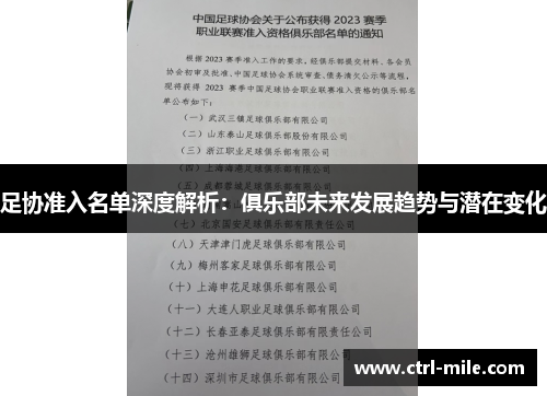 足协准入名单深度解析：俱乐部未来发展趋势与潜在变化
